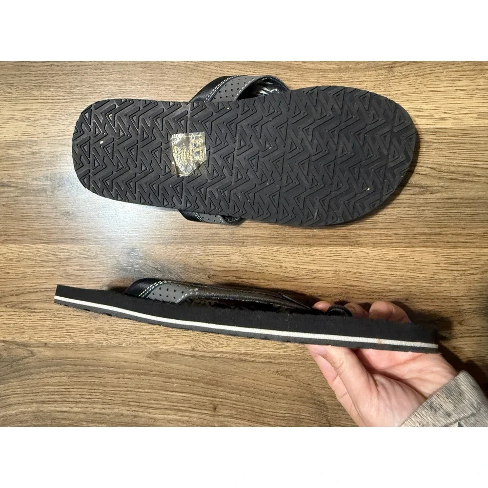 Joe Boxer Flip Flops Men 10 Black Adult Sorley Palm Leaf Thong Sandals Excellent